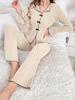 European & American Women's Casual Long-Sleeve Pajama Set with Bow