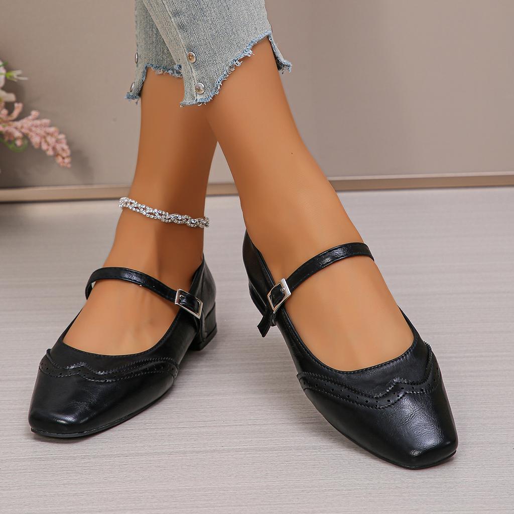 Модные туфли Мэри Джейн больших размеров 43 Женские Весна 2025 Квадратный носок Ремешок на щиколотке Балетки Женские Удобные Женские Повседневные Одинарные туфли