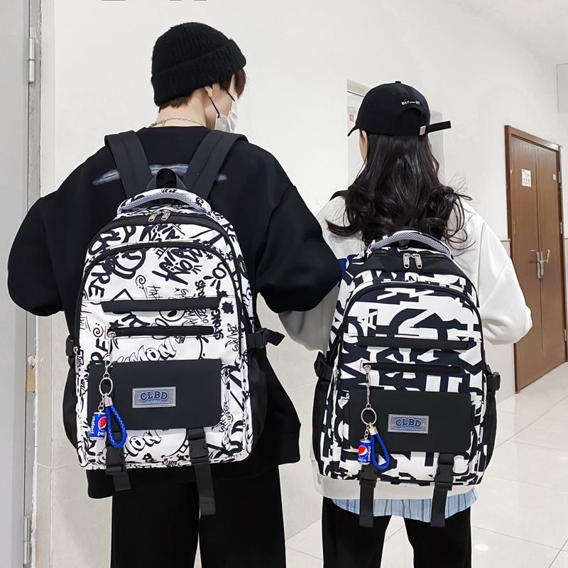 Школьная сумка с граффити, женский старшеклассник, большой вместительный рюкзак с героями мультфильмов