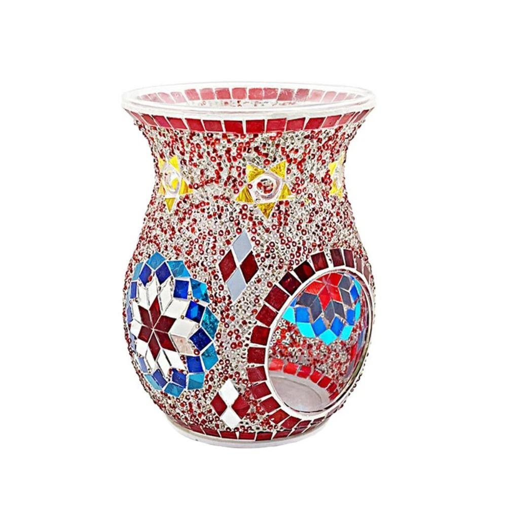 Мозаичный стеклянный подсвечник для ароматических свечей, прочный диффузор для благовоний, ароматерапия, кофейная барная стойка