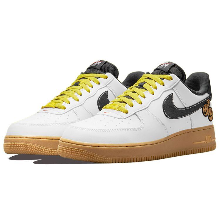 Nike Мужские кроссовки Air Force 1 LV8 Go The Extra Smile белые желто-Strike Gum-светло-коричневые DO5853-100
