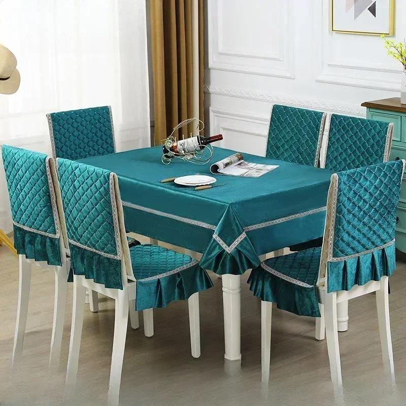 Легкий роскошный волнистый кружевной чехол на стул, утолщенная тканевая подушка для обеденного стола, европейский стиль, большой цветочный скатерть, чехол на стул