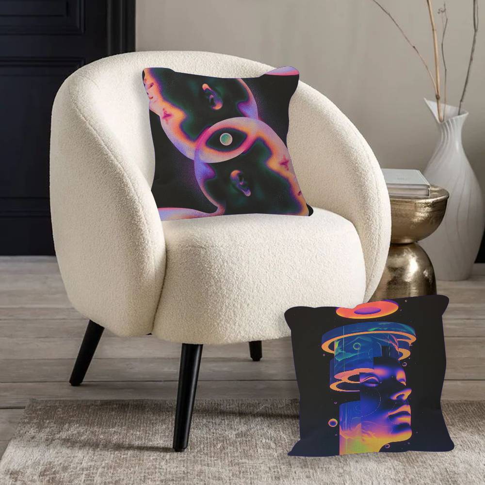 Abstract Futurism Wall Art Dark Colorful Pillow Cushion Cover Pillowcase Living Room Sofa Home Decor Customized