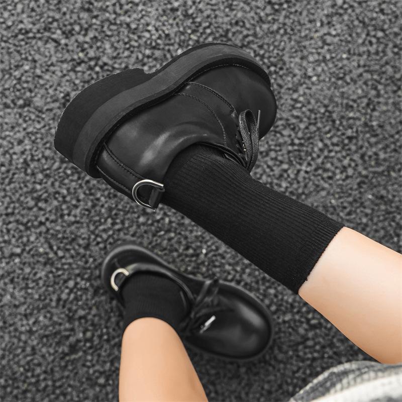 Весенние и летние туфли из кожи женские на платформе, увеличивающие рост, деловой костюм, свадебные туфли для парикмахеров, повседневные туфли дерби 5651-J