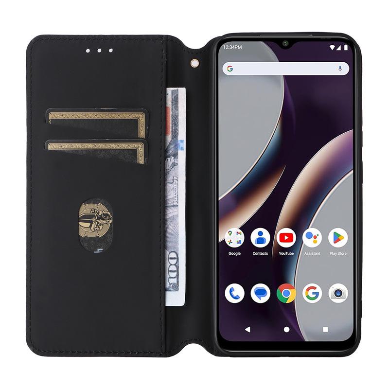 BLU C9 Leather Phone Case: Magnetic Flip Cover with Card Slot & 3D Texture for Enhanced Protection
