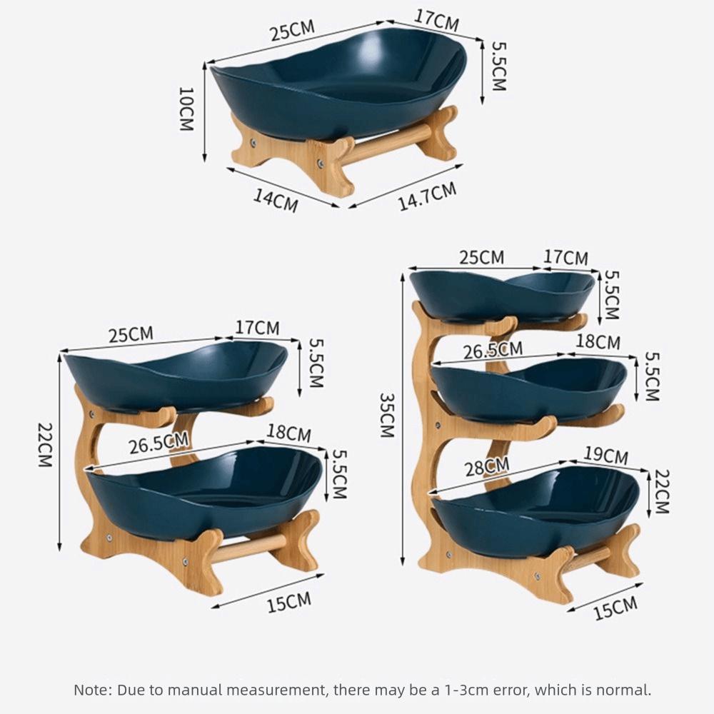 Oval Fruit Bowl Stand with Bamboo Stand Tiered Serving Tray Snack Storage Holder Home&Party Use
