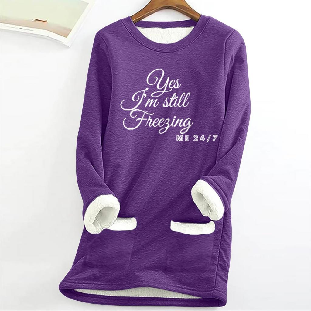 Women's Autumn And Winter Large Size Loose Thickened And Lamb's Wool Warm And Fitted Bottom Shirt With Pocket