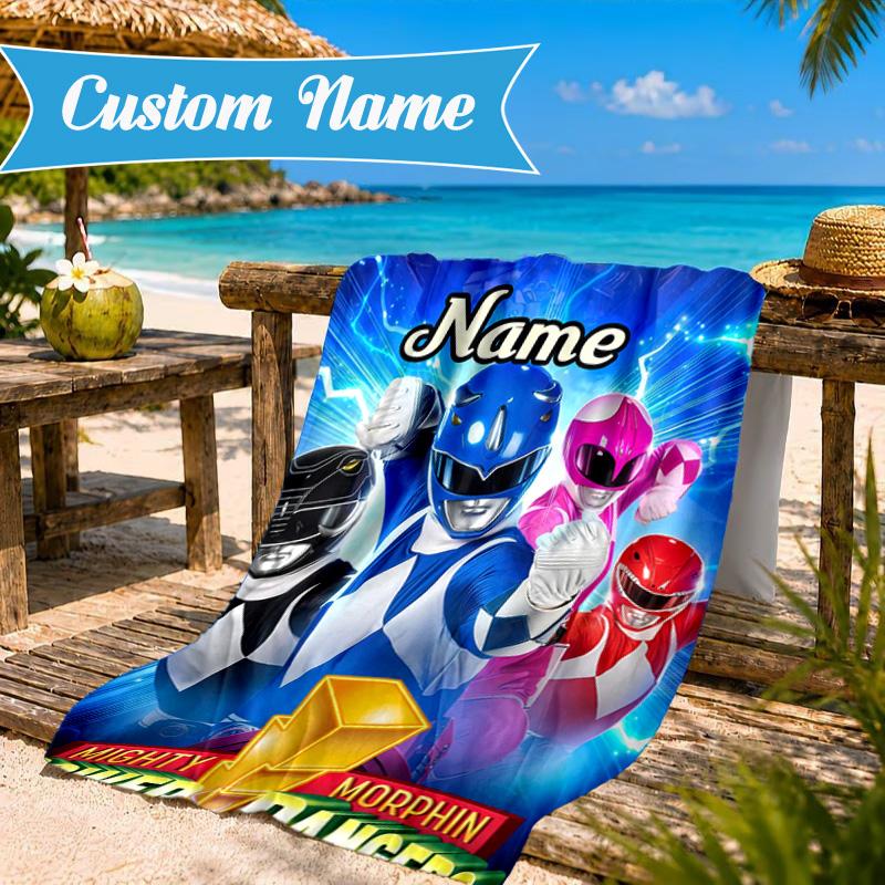 Custom Name Ranger Hero Pose Beach Towel Microfiber Beach Towel, Lightweight and Quick-Dry, for Summer Travel, Swimming Pool Gift