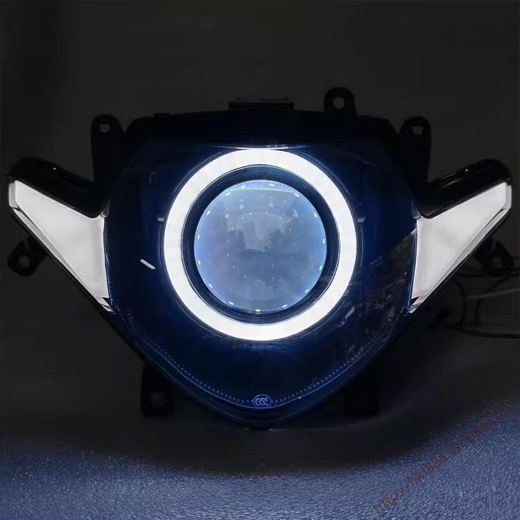 Светодиодная фара Suzuki GSX250R Angel Eye в сборе с Bi-LED линзой проектора.