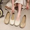 French Gentle Wind Shallow Mouth Grandma Shoes Women's 2025 New Summer with Skirt One Pedal Soft Flat Sole Maternity Shoes