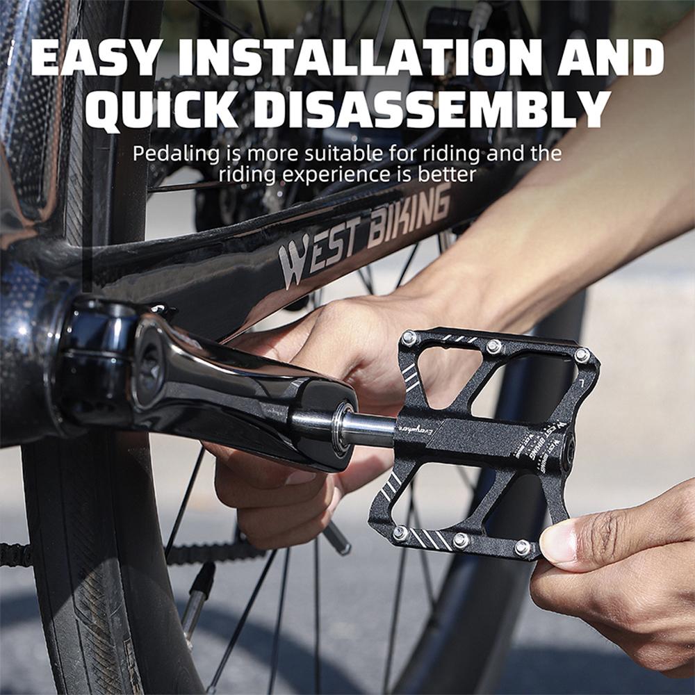 Сверхлегкие велосипедные педали из алюминиевого сплава, 3 подшипника, велосипедные педали, противоскользящие, водонепроницаемые, плоский широкий велосипед