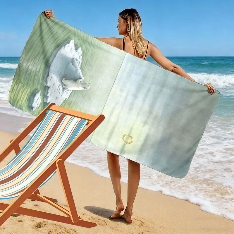 Little Polar Bear Beach Towel, Large Soft Quick Dry Towel for Beach Camping Swimming