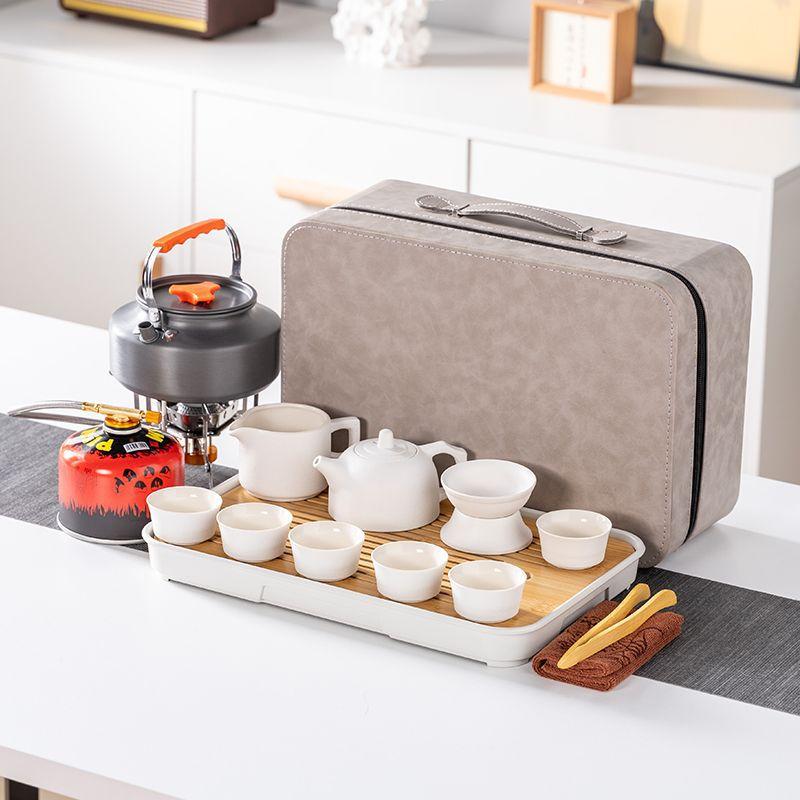 Outdoor travel tea set Tea making equipment with boiling stove Portable car camping Special stove for making tea Storage