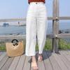 Women Pants High Waist Button Zipper Fly Casual Trousers Solid Color Straight Wide Leg Leisure Long