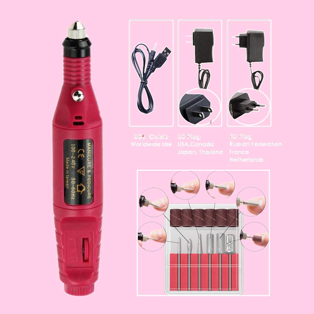 Electric Nail Art Pen Salon Manicure Pedicure Drill File Polish Tool EU US Plug Fashion