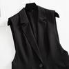 Летний женский пиджак, однотонное пальто без рукавов с отложным воротником, темпераментный пиджак, длинный жилет для женщин