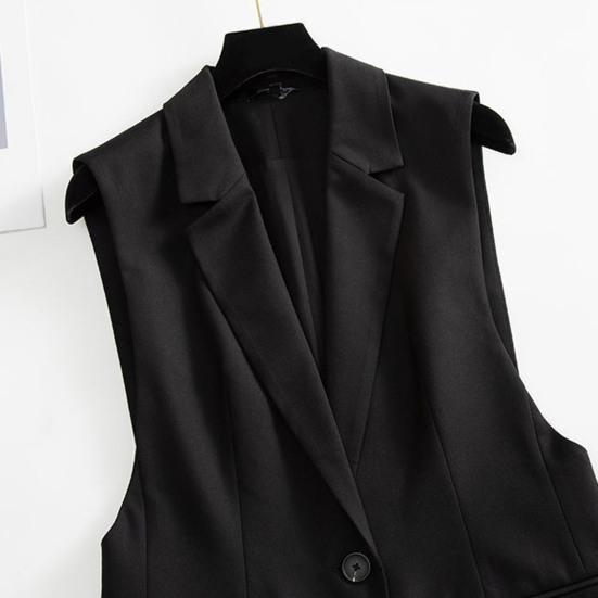 Летний женский пиджак, однотонное пальто без рукавов с отложным воротником, темпераментный пиджак, длинный жилет для женщин