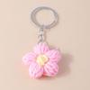 Aihua Hot New Handmade Knitted Keychain Keyring For Women Girl Cute Crocheted Flower Pendants Car Key Ring Handbag Charms Gifts