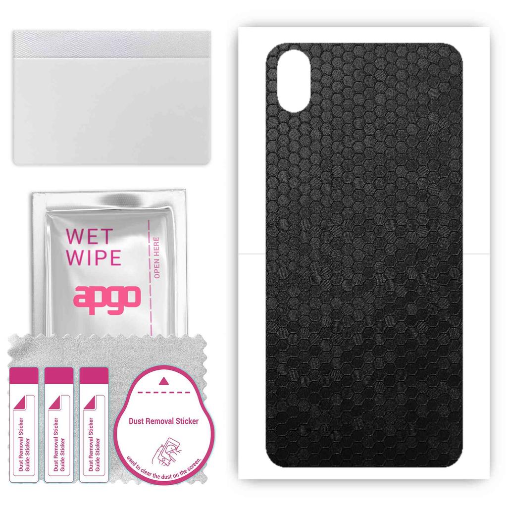 apgo Protective Skin Sticker for the Back Compatible with Xiaomi Redmi 7A, Wrap Film, Foil, Vinyl - Pattern Black Honeycomb