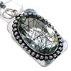 Black Rutile Gemstone Handmade 925 Sterling Silver Jewelry Pendant 2.56" q2K81