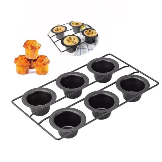 Противень для торта Popover с антипригарным покрытием, формы для выпечки кексов и кексов для выпечки в духовке, вертикальная конструкция чашки, универсальная форма с 6 полостями для вафельного пудинга