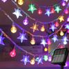 Solar Powered Star Globe String Lights Outdoor IP65 Waterproof LED Fairy Lamps for Garden Patio Wedding Party Christmas Decoration