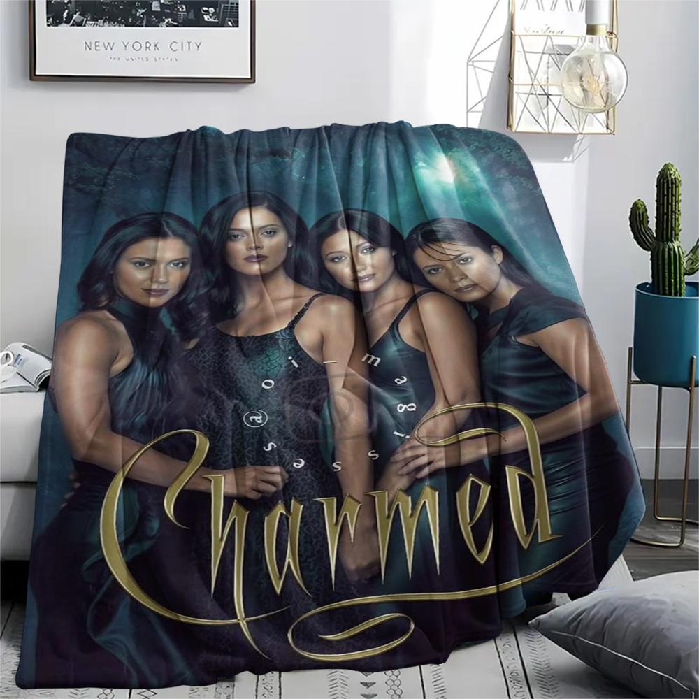 1 шт. Фланелевое одеяло с принтом 'Charmed', Высокое качество, Комфортное для всех сезонов, Декор для дома, Тепло и уют, Идеально для рождественских подарков