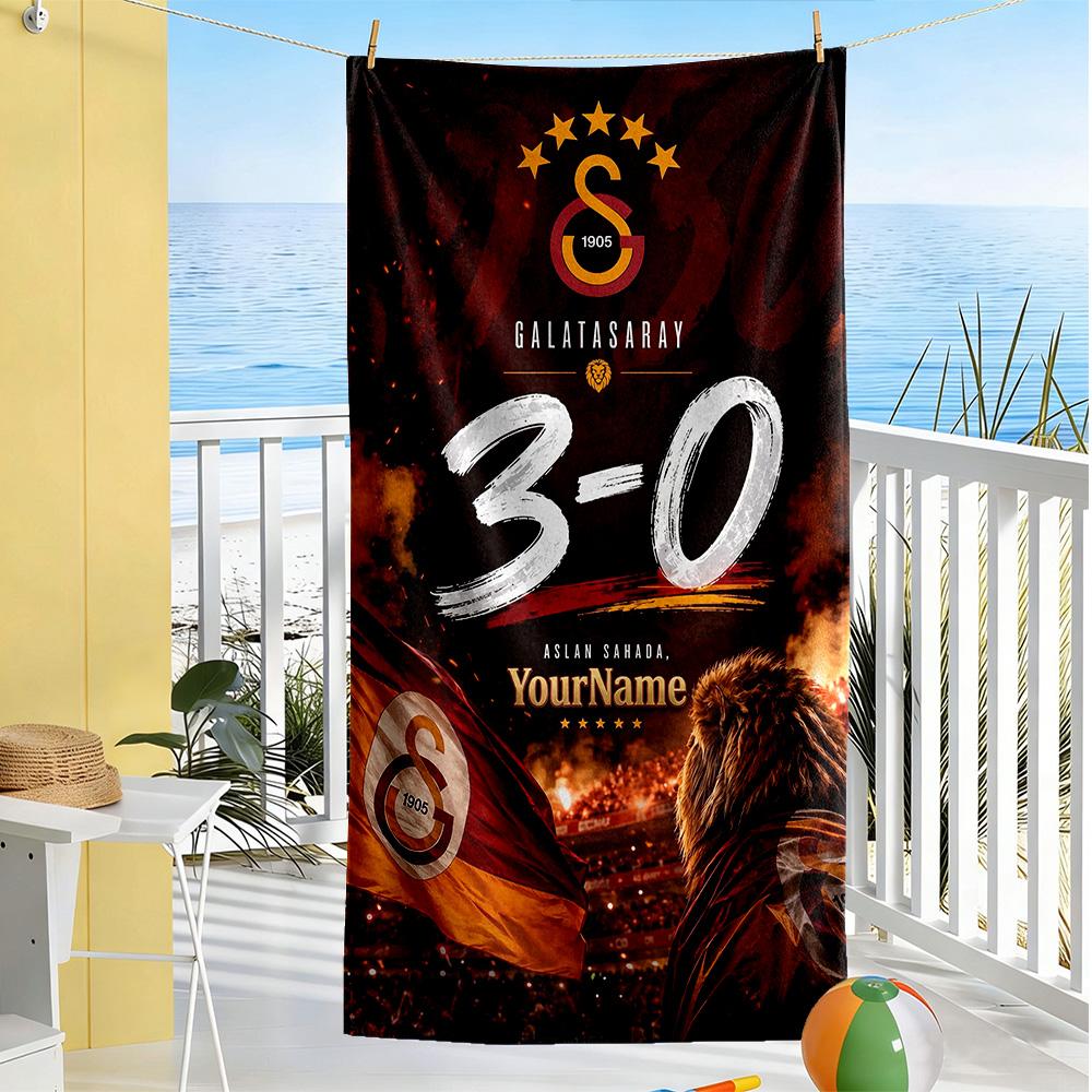 Galatasaray Customizable Name Beach Towel Super Soft Microfiber Quickdry Fabric Perfect for Traveling Yoga Camping and Swimming