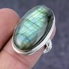 Лабрадорит Драгоценный камень Ручная работа Серебро 925 пробы Подарок Ювелирное изделие Кольцо Размер 6 q7K61