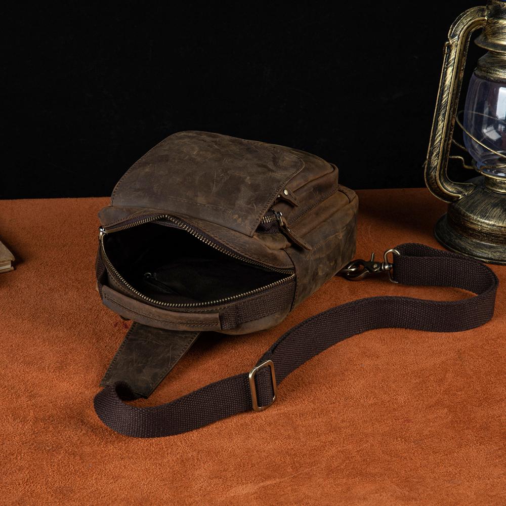 Мужская качественная кожаная повседневная модная треугольная сумка на ремне на груди 8 "Дорожная дизайнерская сумка для планшета на одно плечо Мужская сумка через плечо