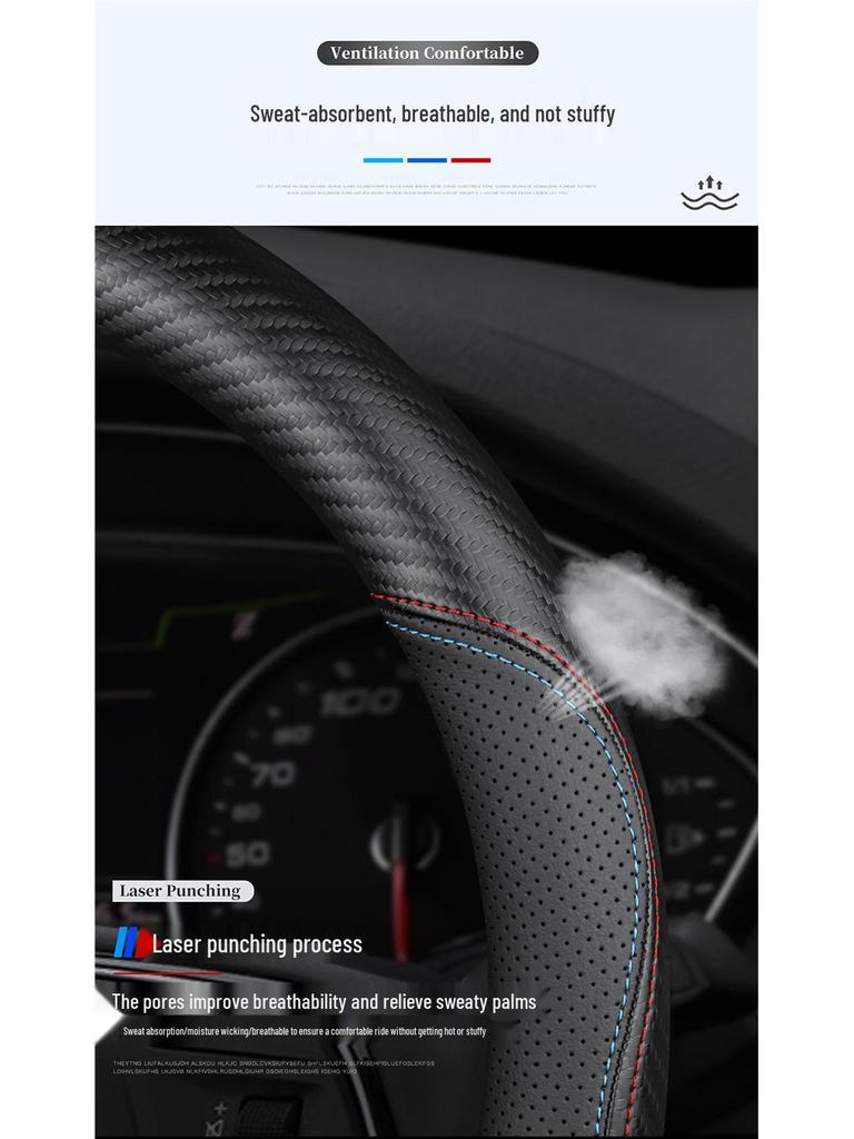 Genuine Leather Steering Wheel Cover for Jaguar XF, F-PACE, XEL, XFL, XJ, XE - All-Season, Non-Slip.