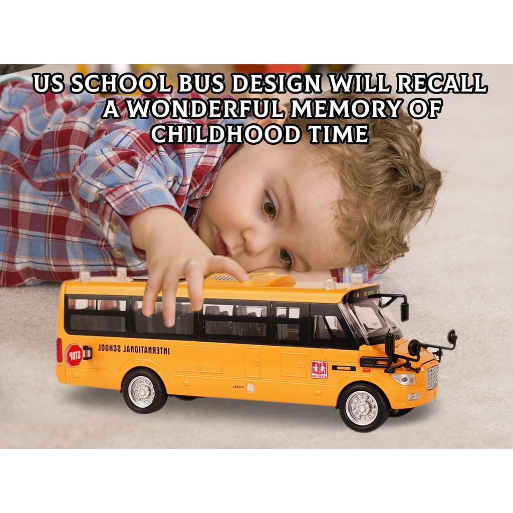 1/32 школьный автобус, игрушки для малышей, 9-дюймовые откидные желтые игрушечные автобусы, литые под давлением машинки со звуками, подсветкой и открытыми дверями, день рождения для мальчиков, девочек, детей