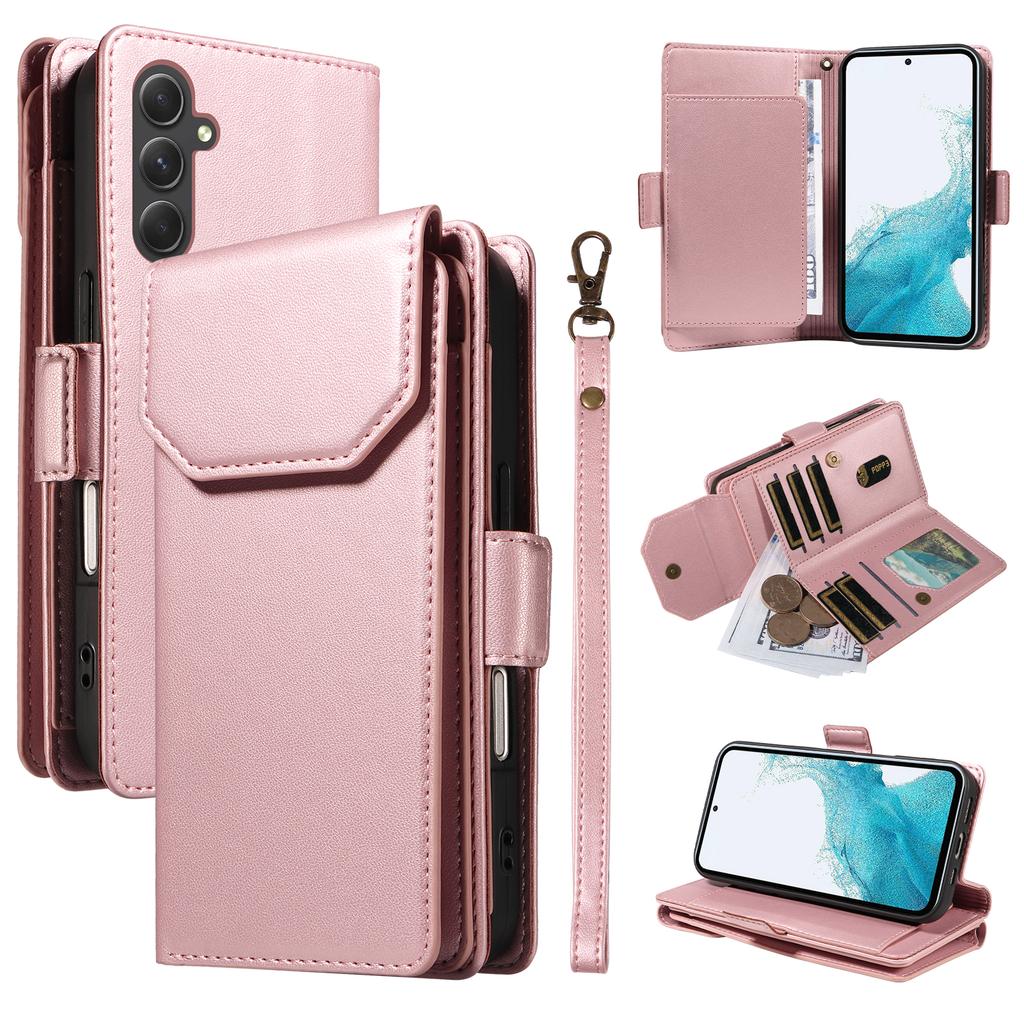 Чехол для Samsung Galaxy A54 5G с держателем для нескольких карт и ремешком, чехол для телефона из искусственной кожи, подставка