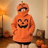Halloween Pumpkin Print Hooded Sweatshirt Women Casual Long Sleeve Top