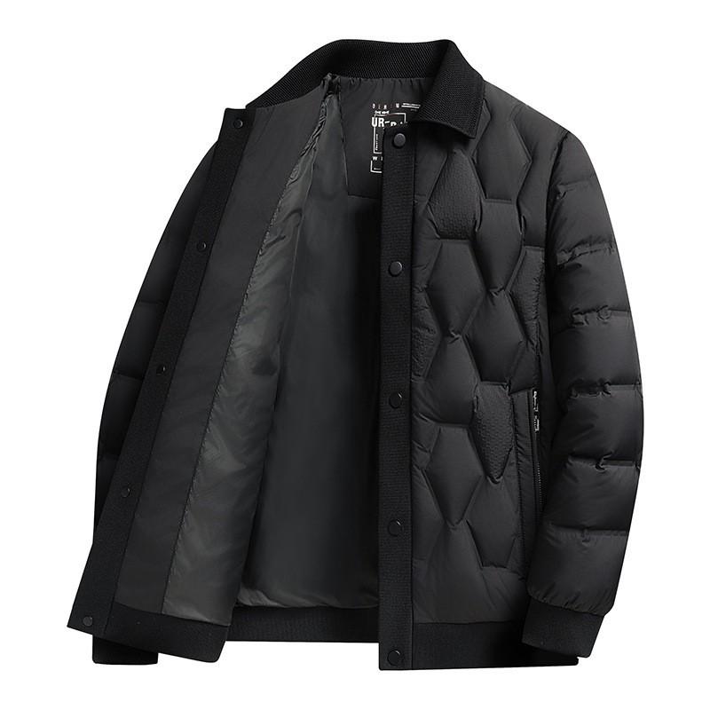 Mens 90% White Duck Down Puffer Jacket Winter Warm Casual Coat European Style Notched Collar