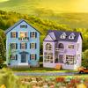 1 Set 2 Styles House Building Toy with Warm Lighting Lovely Wooden Miniature