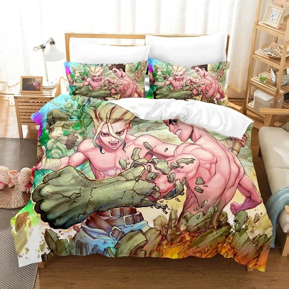 Fashion 3D Shi Ji Yuan Dr. Stone Bedding Sets Duvet Cover Set With Pillowcase Twin Full Queen King Bedclothes Bed Linen