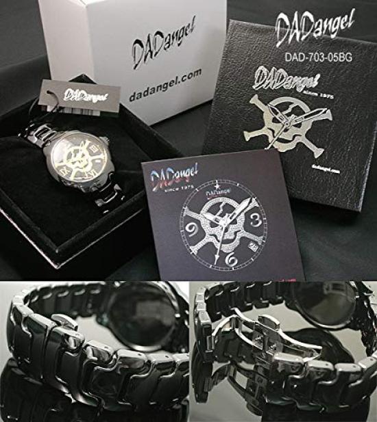 DAD ANGEL Меры по снижению аллергии Роскошные полностью черные керамические золотые часы с черепом на циферблате и календарем Японский кварцевый простой инструмент для регулировки браслета