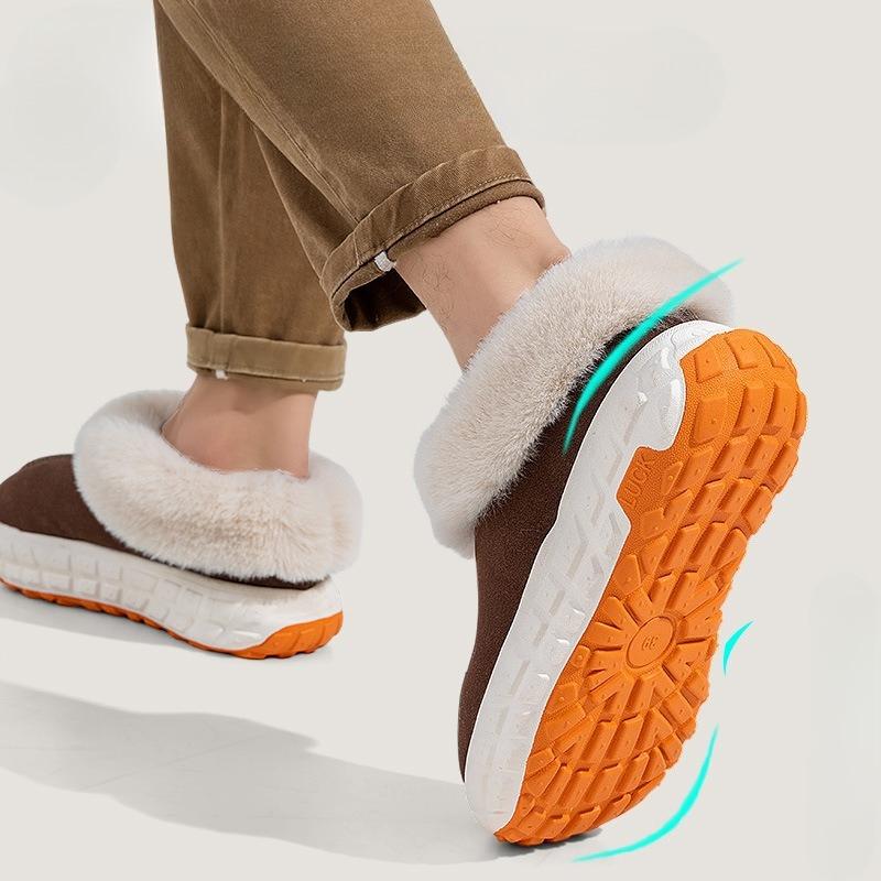 Хлопковые туфли на толстой подошве, домашние нескользящие тапочки-мешки для помещений и теплые плюшевые тапочки носят на улице