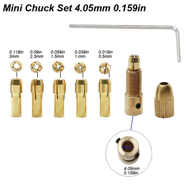 Mini Drill Chuck Collet Set For Electric Motor Shaft Fit Micro Twist Drill Brass Cartridge Rotary Tool Bit Clamping Nut Adapter