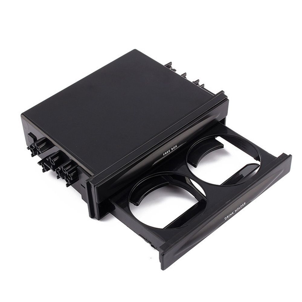 Black Kit Dash Storage Box Car Radio Pocket Drink Cup Holder Double Din