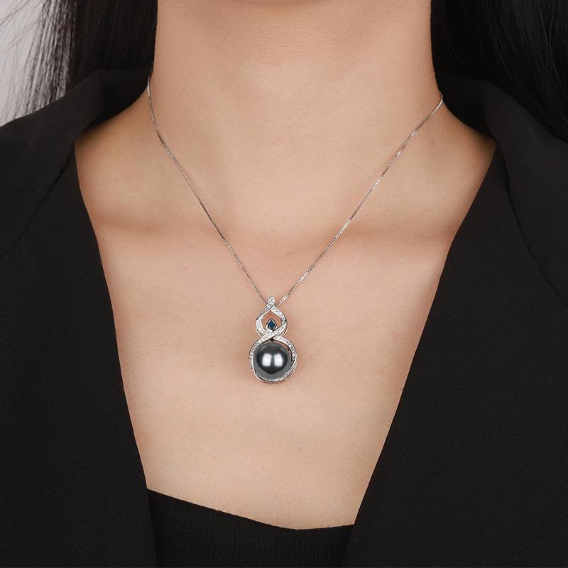 Ювелирные изделия Медное основание Позолоченная Инкрустация Имитация Корунда Версия Креативное Ожерелье с подвеской в виде тыквы и жемчуга 14 мм