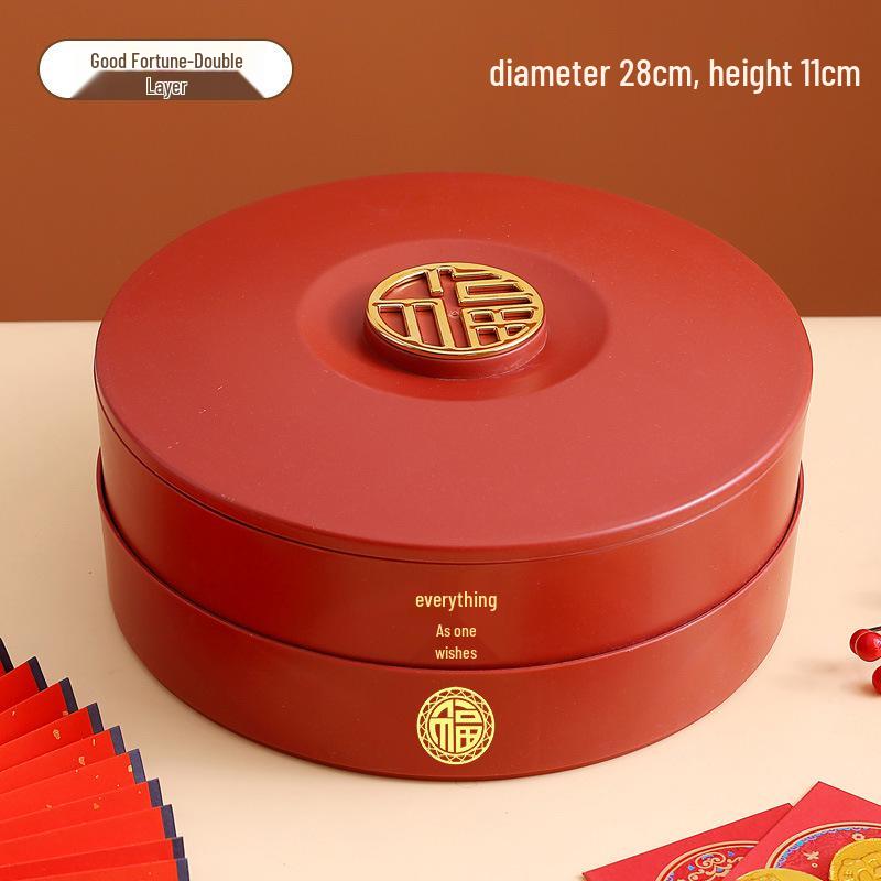 Тарелка для закусок в китайском стиле к Новому году 2025: Многоярусная подставка для фруктов, конфет и орехов для журнального столика и гостиной.