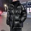 Мужская зимняя короткая куртка из толстой искусственной кожи - Свободный крой, Молодежный стиль Гонконга