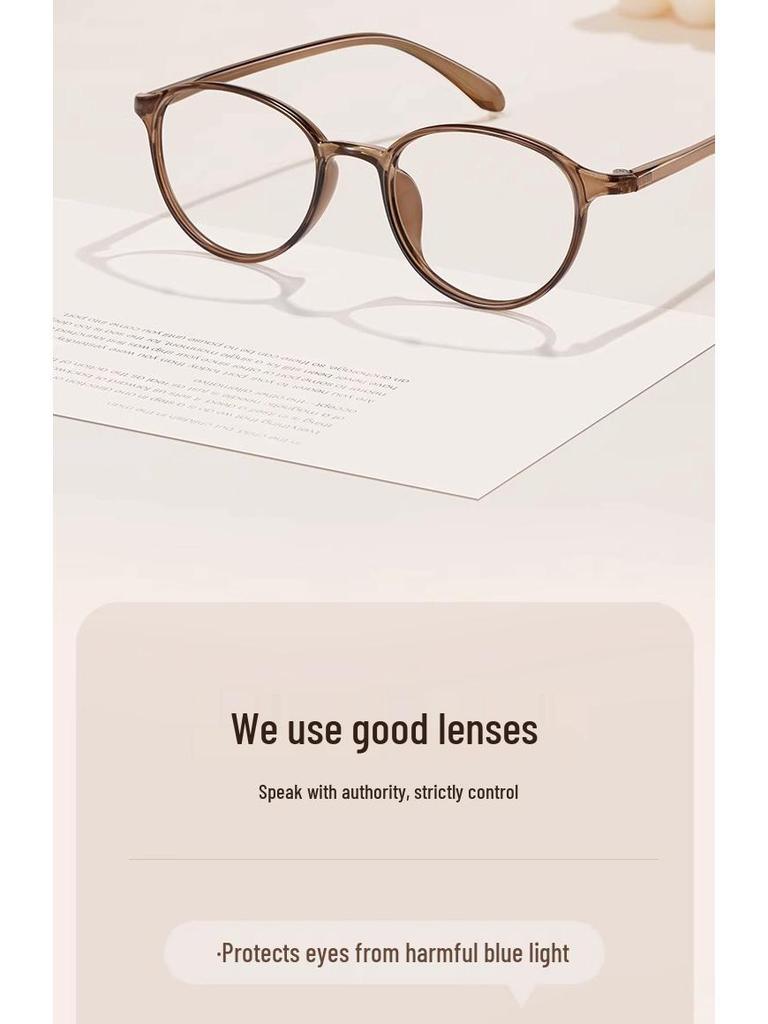 Retro Chic TR90 Oval Eyeglass Frame - Lightweight, Stylish Tea Color for Women, Prescription Compatible