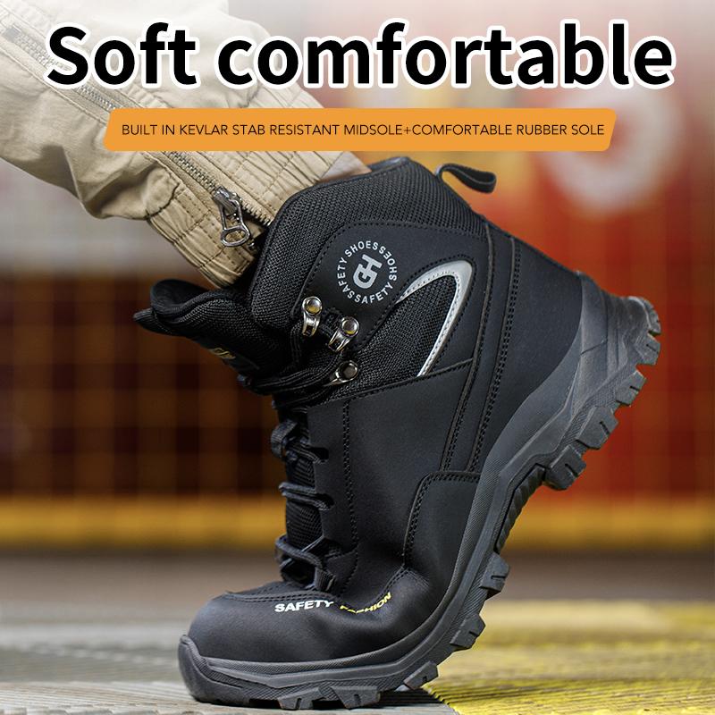 Mens Safety Shoes With Steel Toe Waterproof Boots Puncture Proof Anti-smash Mens Outdoor Work Sneakers Construction Work Shoes