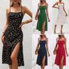 Women's Summer Long Dress Sexy Spaghetti Strap Sundres Casual Floral Polka Midi Dress Beach Party Dresses