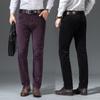 Новые осенне-зимние мужские вельветовые повседневные эластичные свободные прямые брюки, деловые трендовые модные брюки больших размеров