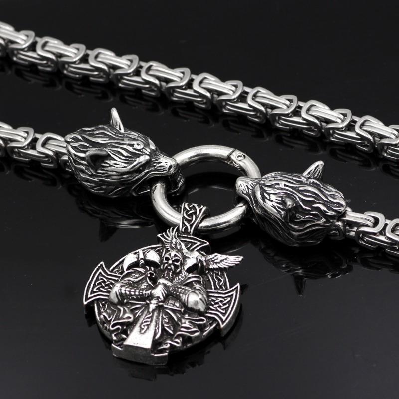 1 шт. винтажное ожерелье из нержавеющей стали с подвеской в виде короля-скандинавского викинга - модный дизайн с головой волка