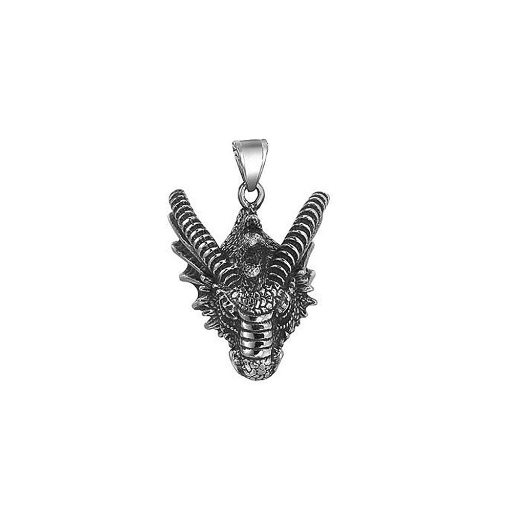 Vintage Vikings Dragon Pendant Necklace Mens 316L Stainless Steel Animal Head Biker Necklaces Punk Dragon Pendant Jewelry Gifts